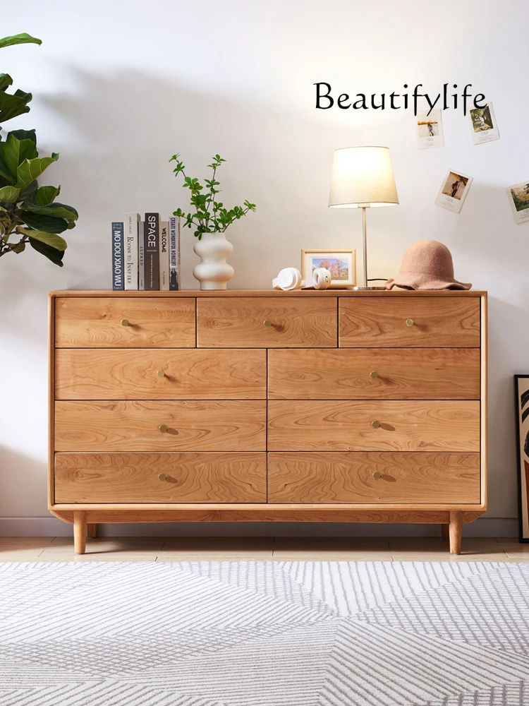 

Шкаф из массива дерева Cherrywood с девятью ящиками, шкаф для хранения в спальню, комод с ящиками для гостиной, шкаф для приема еды