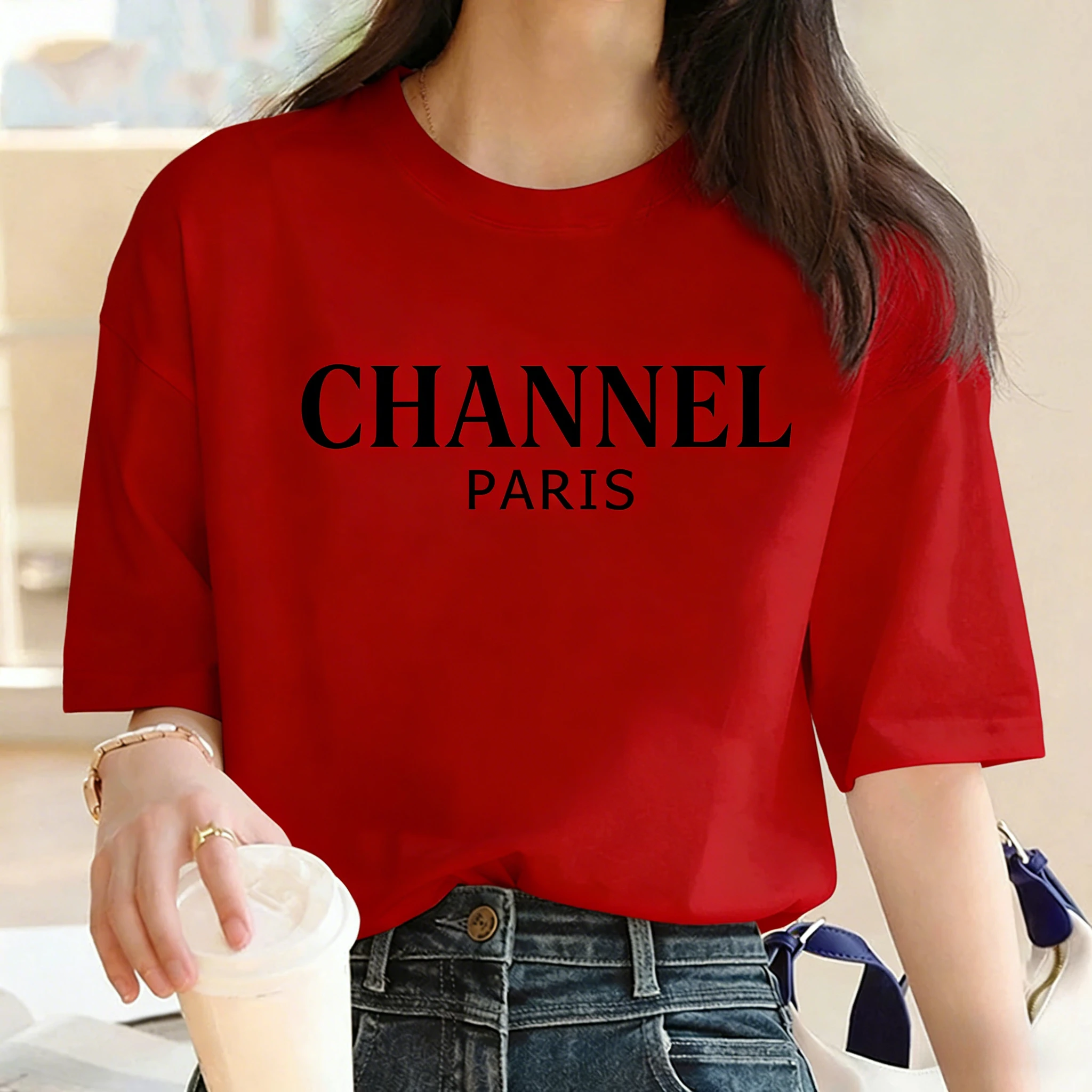 ตัวเลือกสินค้า เสื้อยืดแฟชั่น Y2K ผู้หญิง แบรนด์ CHANNEL หรูหรา คาวาอิ