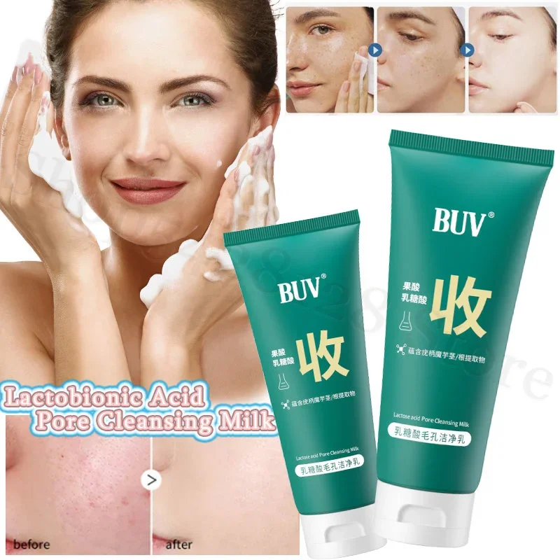 BUV Lactobionic Acid Pore Cleansing Milk Removes Blackheads and Shrinks Pores Deep Cleansing Gentle Oil Control and Acne Removal