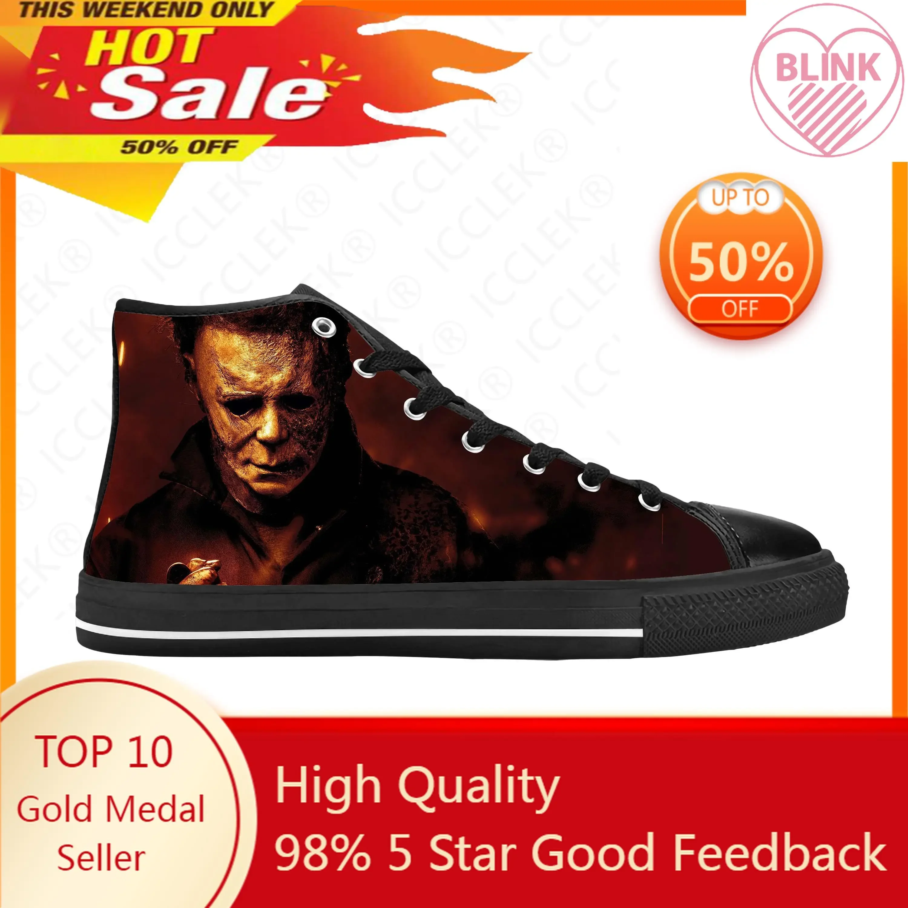 

Hot Myers Horror Scary Movie Gothic Halloween Michael Casual Shoes High Top Comfortable Breathable Mens Womens Teenager Sneakers