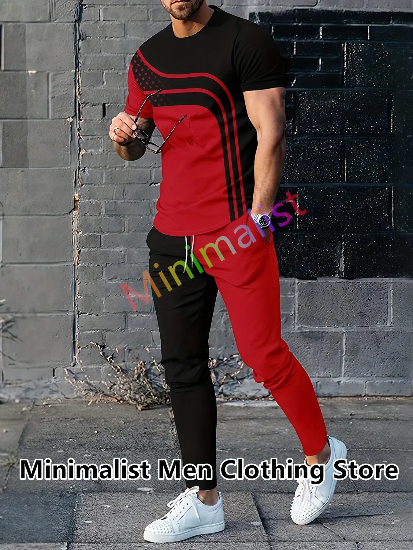 

Summer Tracksuit For Men Short Sleeve T Shirt+Long Pants 2 Piece Set Oversized Man Clothes Joogers Outfit 3D Print Trousers Suit