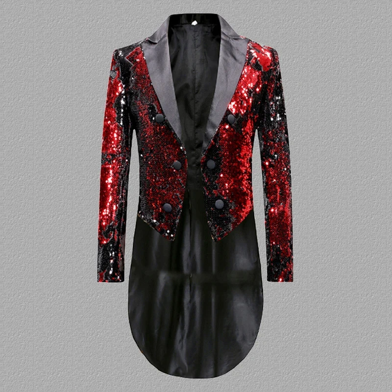 Men Sparkly Sequin Suit Jacket Gold Black Blue Silver Double Breasted DJ Club Stage Singer Costumes Male Tuxedo Blazer For Party