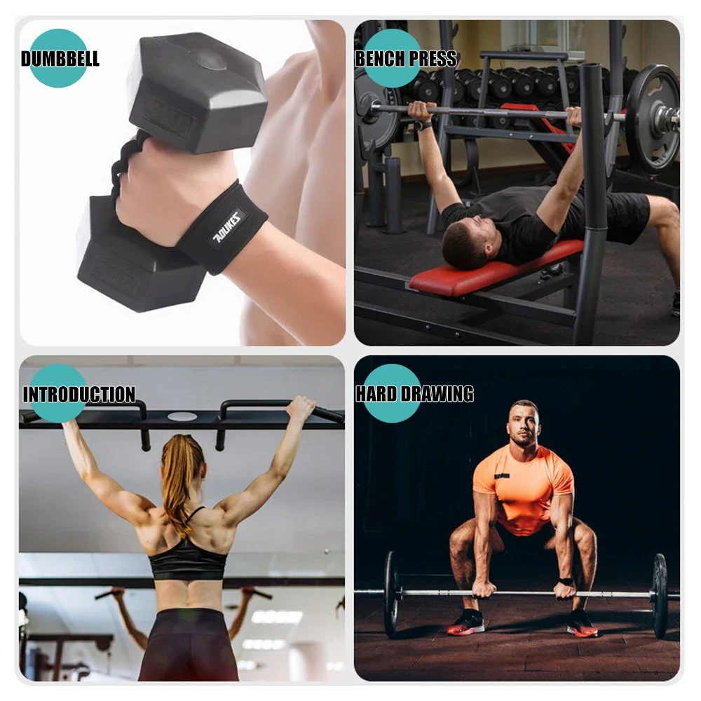1Pair Weight Lifting Fitness Gloves With Wrist Wraps Silicone Gel Full Palm Protection Gym Workout Glove Power Lifting Equipment 5