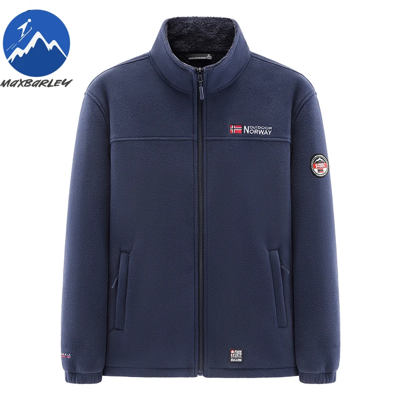 New Winter Men's Fleece Jacket Pockets Solid Color Casual Polar