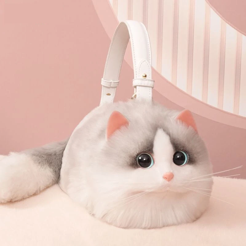 New cute popular cat small bag smooth hand feeling not easy to lose hair hundred mobile phone net red chain crossbody bag pet carrier bag pet bag shoulder messenger bag