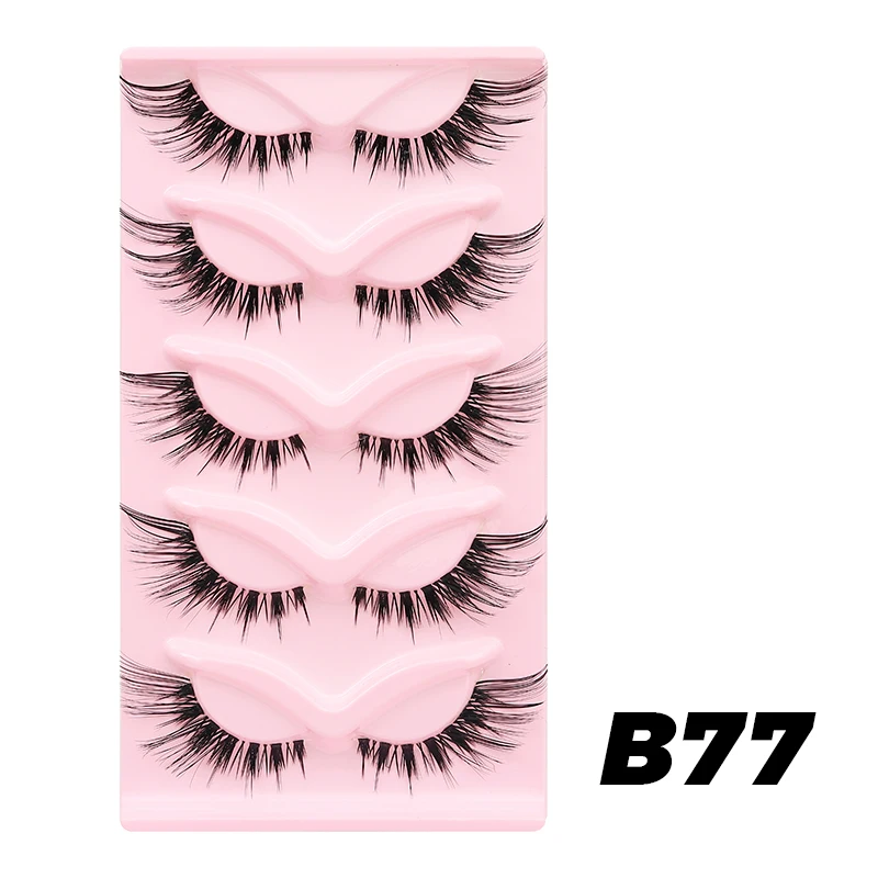 Dramatic Cat Eye Winged False Eyelashes - 10 Pairs with Clear Band