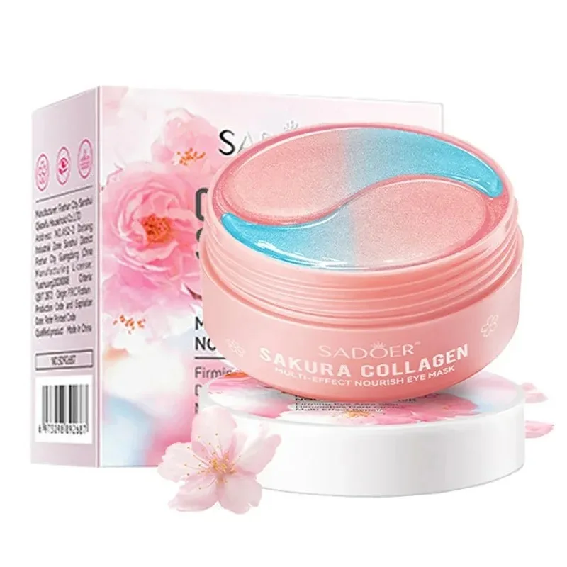 SADOER Sakura Collagen Eye Mask Anti Dark Circles Eyes Bags Removal Moisturizing Firming Eye Patches Skin Care for Eyes 60pcs collagen eye mask