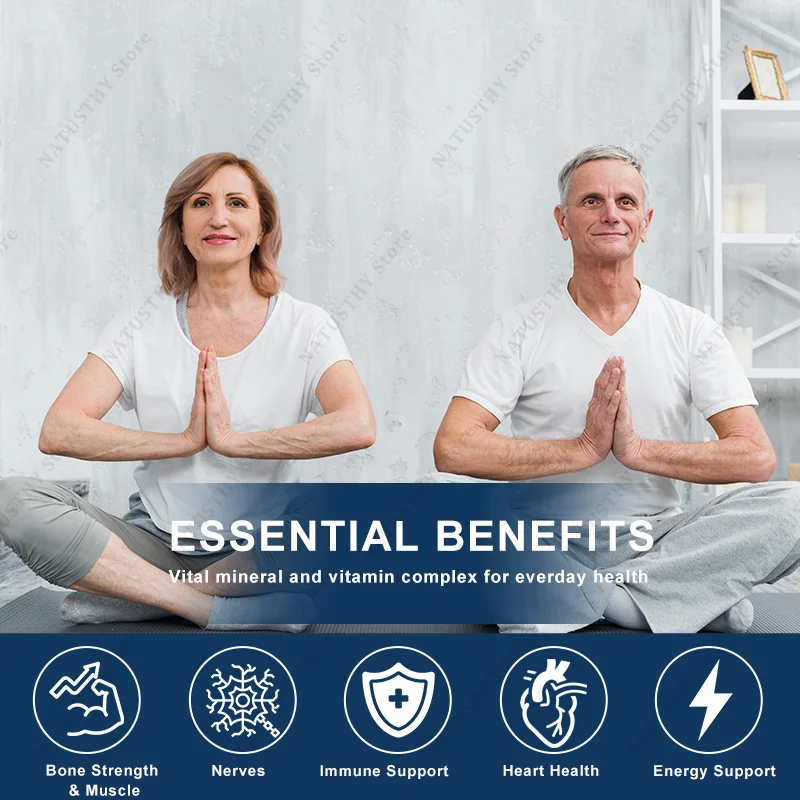 Magnesium Glycinate Supplement 500mg & Zinc, Vitamin D3 B6 High Absorption Support for Women & Men Mineral Vegan Capsules