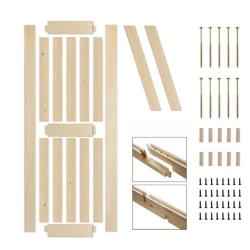 42" x 96" Unfinished Supported Multi-Section Barn Door With 8' Sliding Door Hardware Kit Double-Sided Simple Assembly Required 4