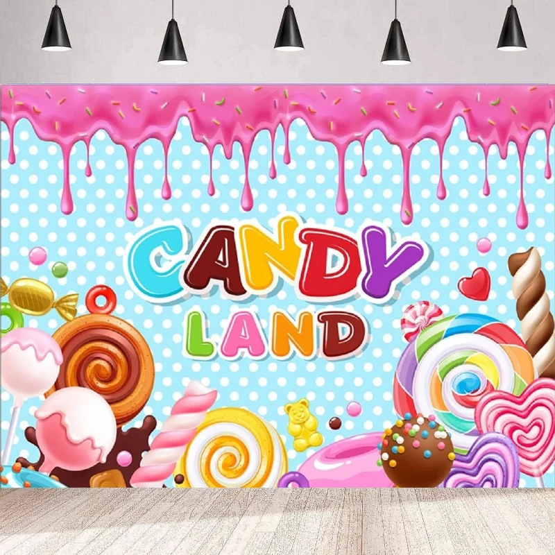 

Candyland фотография Фон Сказочный детский душ день рождения новорожденный Рождественская вечеринка фон Стена баннер плакат фон