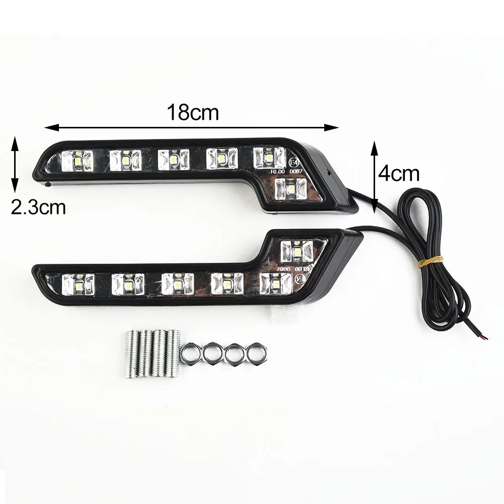 

2Pcs 12V L Shaped Strips Driving Lamp Daytime Running Fog Light Waterproof Car LED Lamp Front Bumper Exterior Accent Light