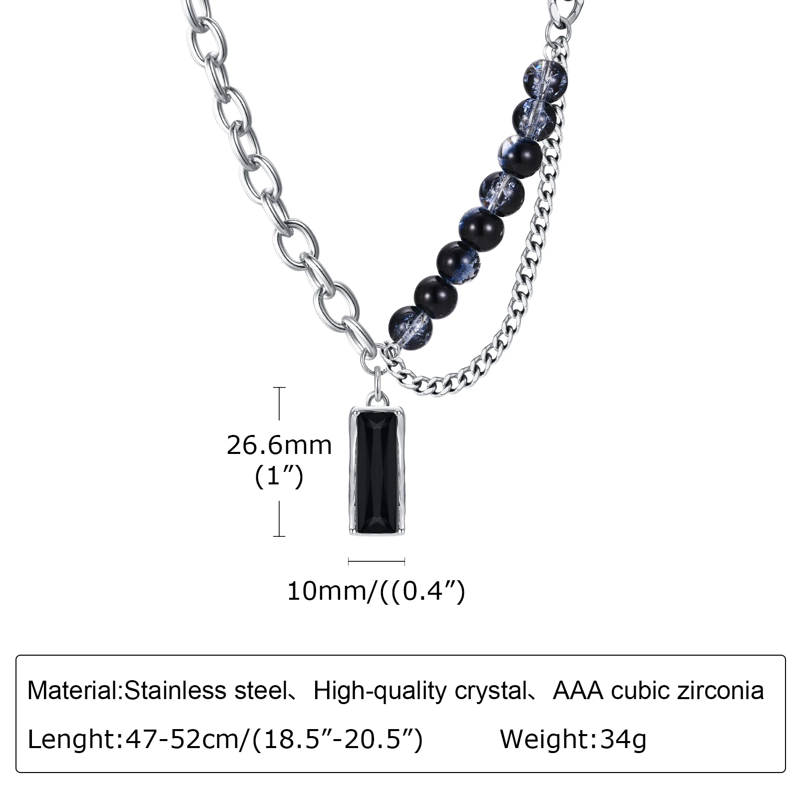 Vnox Stone Choker Necklaces for Men Women Double Layers Chain Collar choker necklace