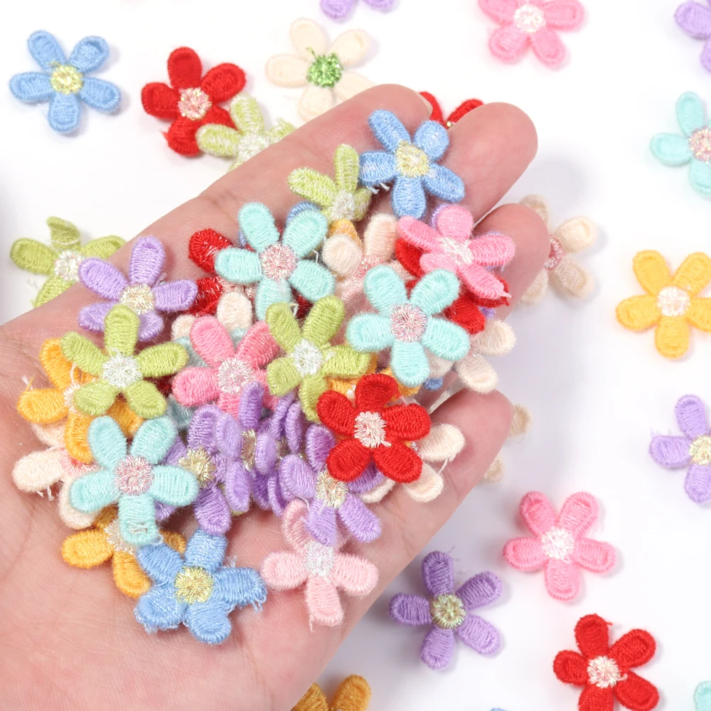 30pcs 여러 가지 빛깔의 꽃 아플리케 DIY 의류 바느질 웨딩 장식 액세서리에 대 한 2cm 꽃 수 놓은 패치