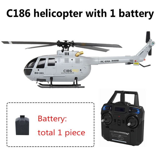 C186 Pro B105 2.4G RTF RC Helicopter 4 Ppropellers 6 Axis Electronic Gyroscope for Stabilization Remote Control Hobbies Toys - 1 Battery Gray