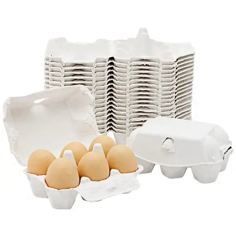 

80 Pieces Paper Egg Cartons For Chicken Eggs Pulp Fiber Holder Bulk Holds 6 Count Eggs Farm Market Travel