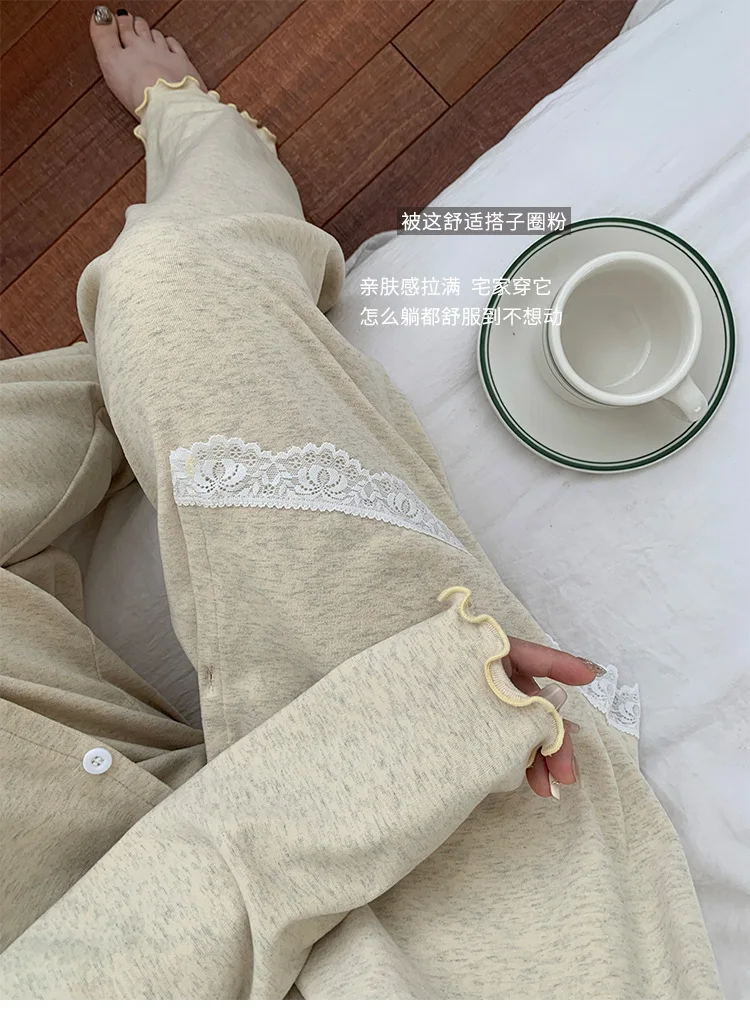 Koreanische Frauen Pyjama Neue Lounge Langarm Top Hose Zwei Stück Set Herbst Winter Nachtwäsche Weibliche Hause Tragen Conjuntos de pijama – Detail 18