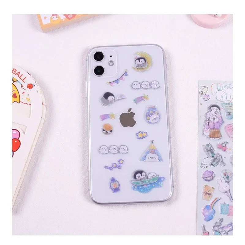1 Pcs Jelly Candy Color Scrapbook Journal 3D Sticker Cute Animal Bunny Ghost Penguin Stationery Sticker DIY Decor