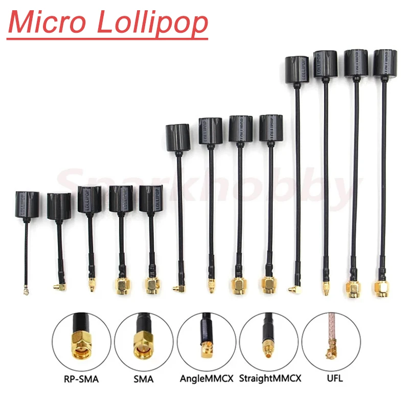 Micro 5.8G FPV Antenna (RHCP) - 60mm Lollipop Style, UFL Connector, For RC Racing Drones & DIY FPV Builds