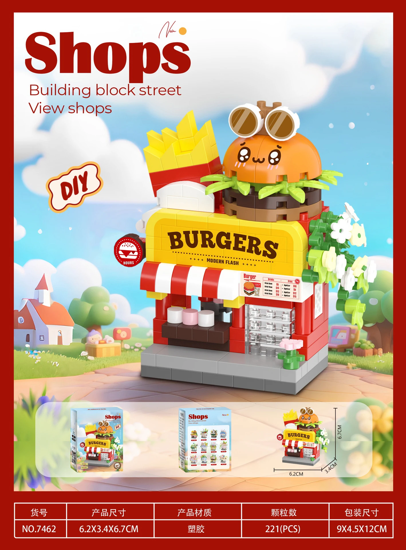 ice cream shop mini blocks construction set for Adults mini food truck micro building blocks toys for children girl 12 years old