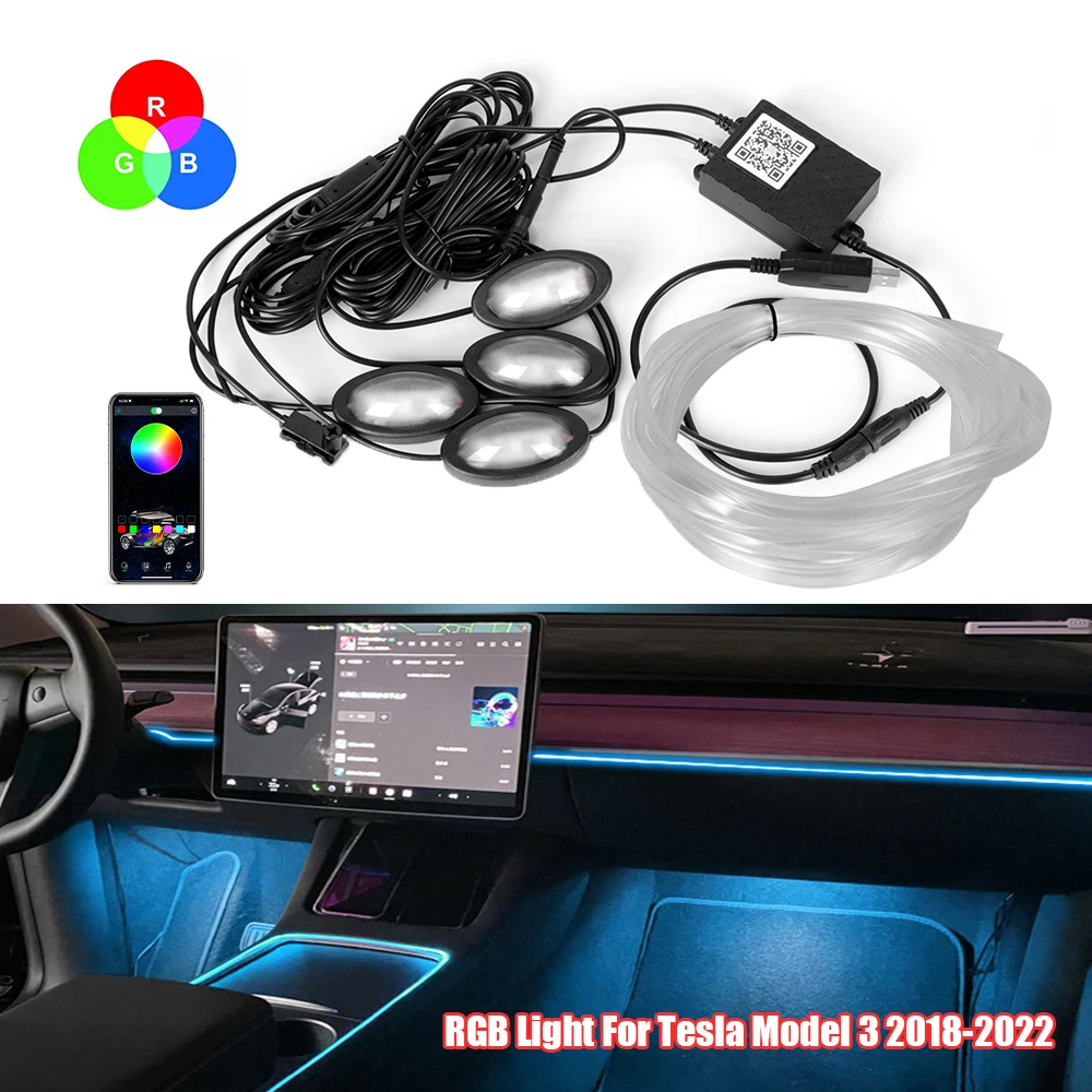 

Лампа атмосферная для прикуривателя Tesla Model 3 2018-2022, 64 цвета