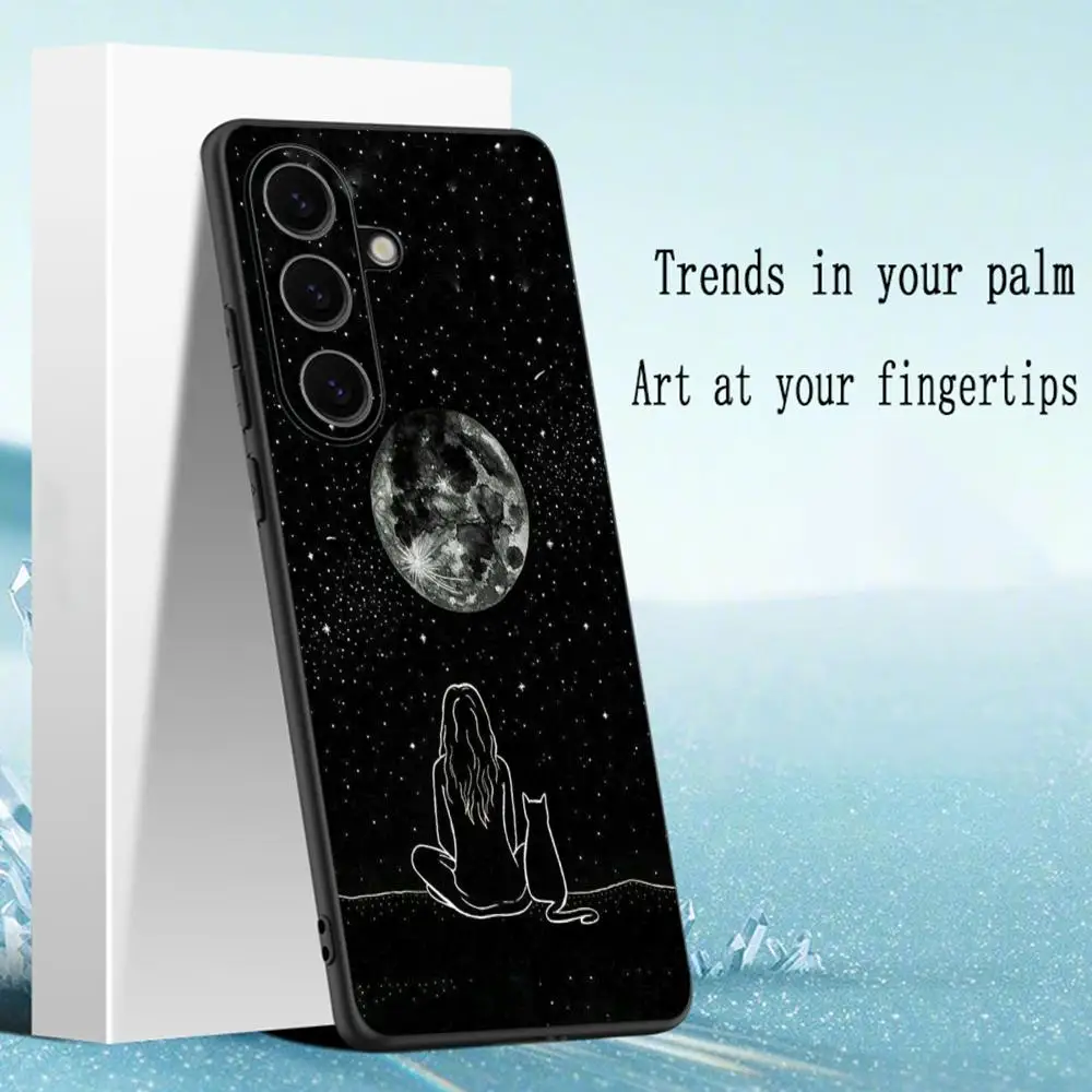 Moon Cool Design Soft Black Phone Case