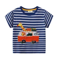 Jumping Meters 2-7T New Arrival Striped Summer Boys Girls Tees Animals Tshirts Embroidery Kids Tops Cotton Fashion Baby Clothing 1