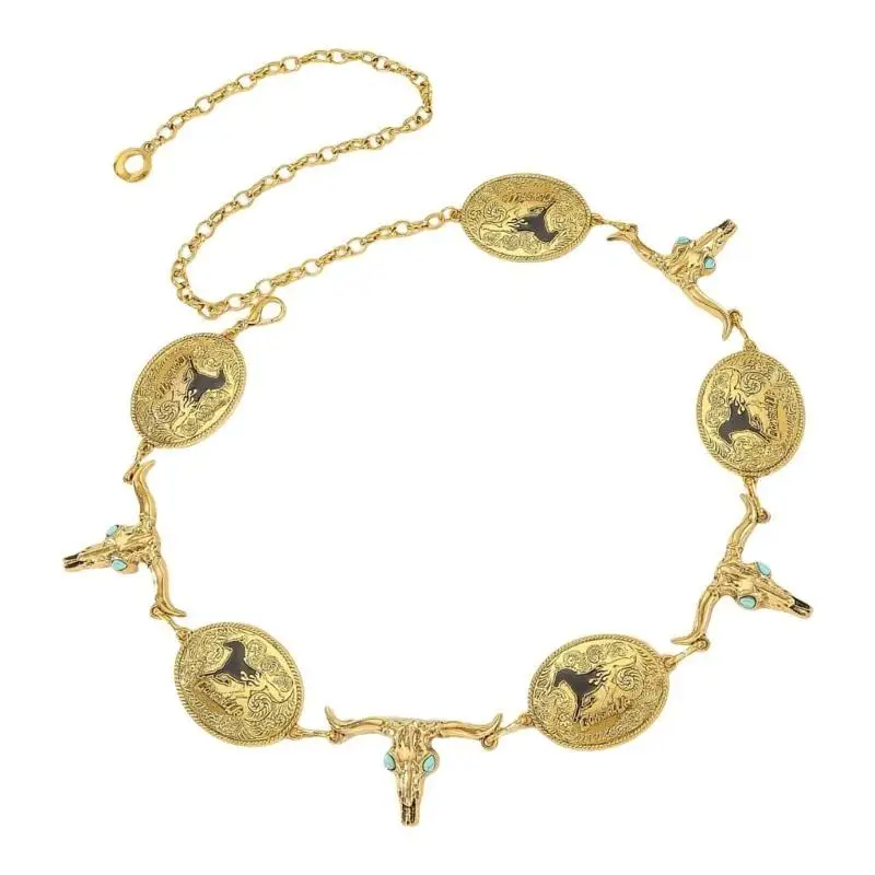 39bd Gothic Taille Belt Chain Party Kostüm stilvoller metallischer Cowboyschmuck für Jeans Körperschmuck für Frauen heiße – Detail 7
