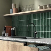 1/10pcs 3D กระเบื้องสติกเกอร์ Self-กาวกระเบื้องสีเขียว Backsplash ห้องน้ําสติกเกอร์กระเบื้อง,น้ําและแม่พิมพ์,30x30 ซม. 2