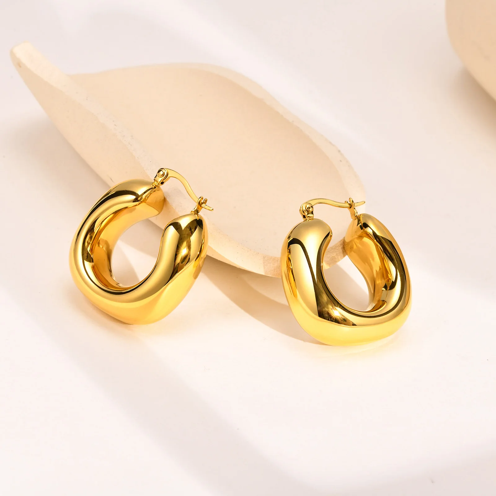 Gold Organic Disc Stud Earrings – Hozoni Designs