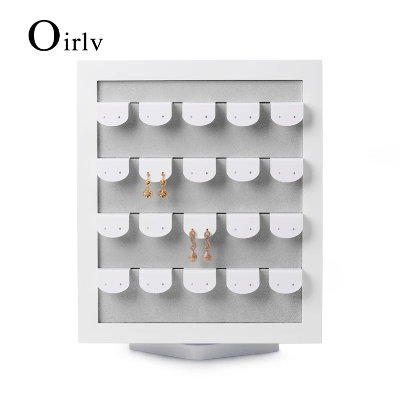 Oirlv 회전식 귀걸이 디스플레이 스탠드, 우드 귀걸이 스탠드, 디스플레이 랙, 벨벳 귀걸이 홀더, 우드 회전식 쥬얼리 디스플레이 스탠드