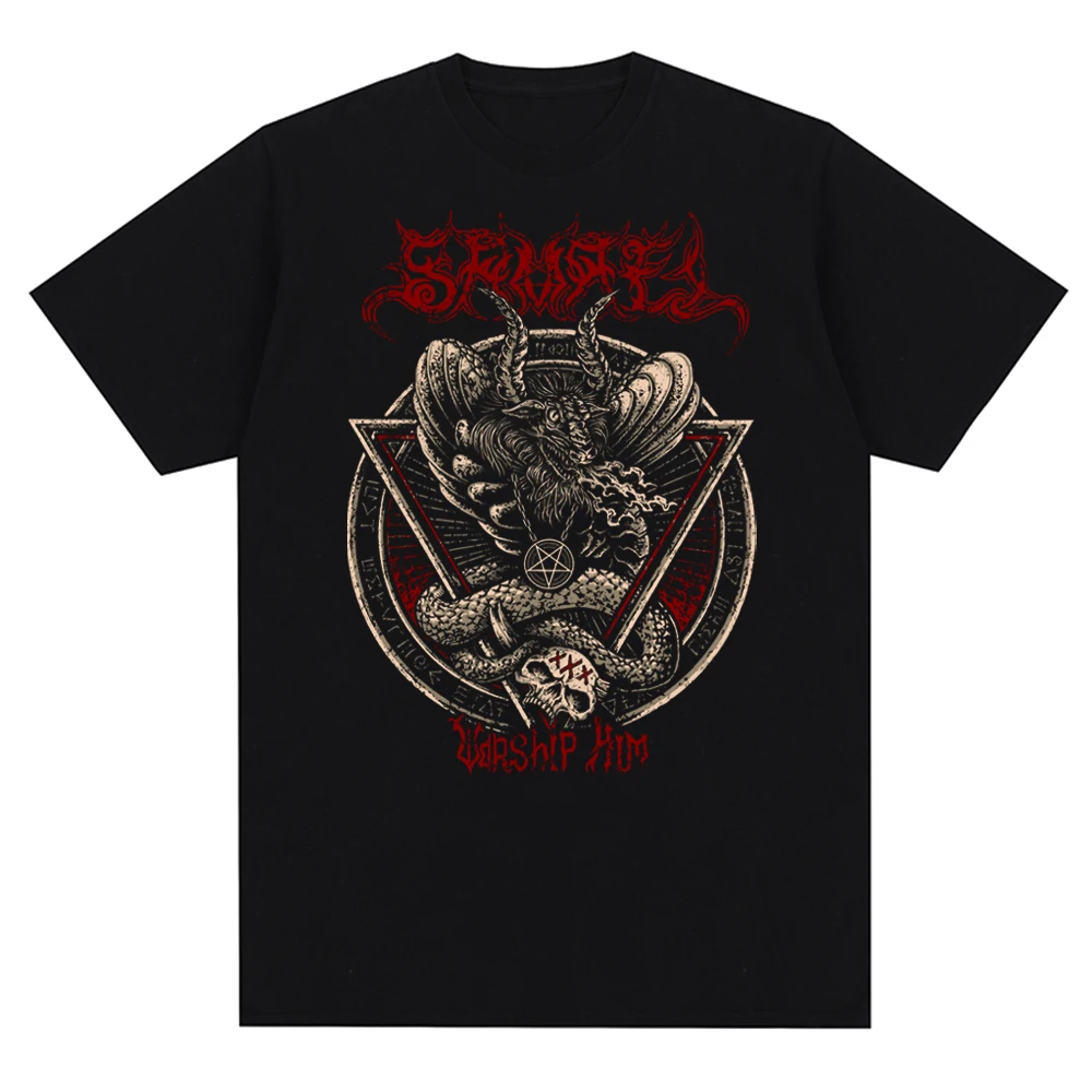 

2023 Men Black Metal T-Shirt Streetwear Funny Samaels Band Print T Shirt Harajuku Short Sleeve Tops Cotton Casual Tshirt
