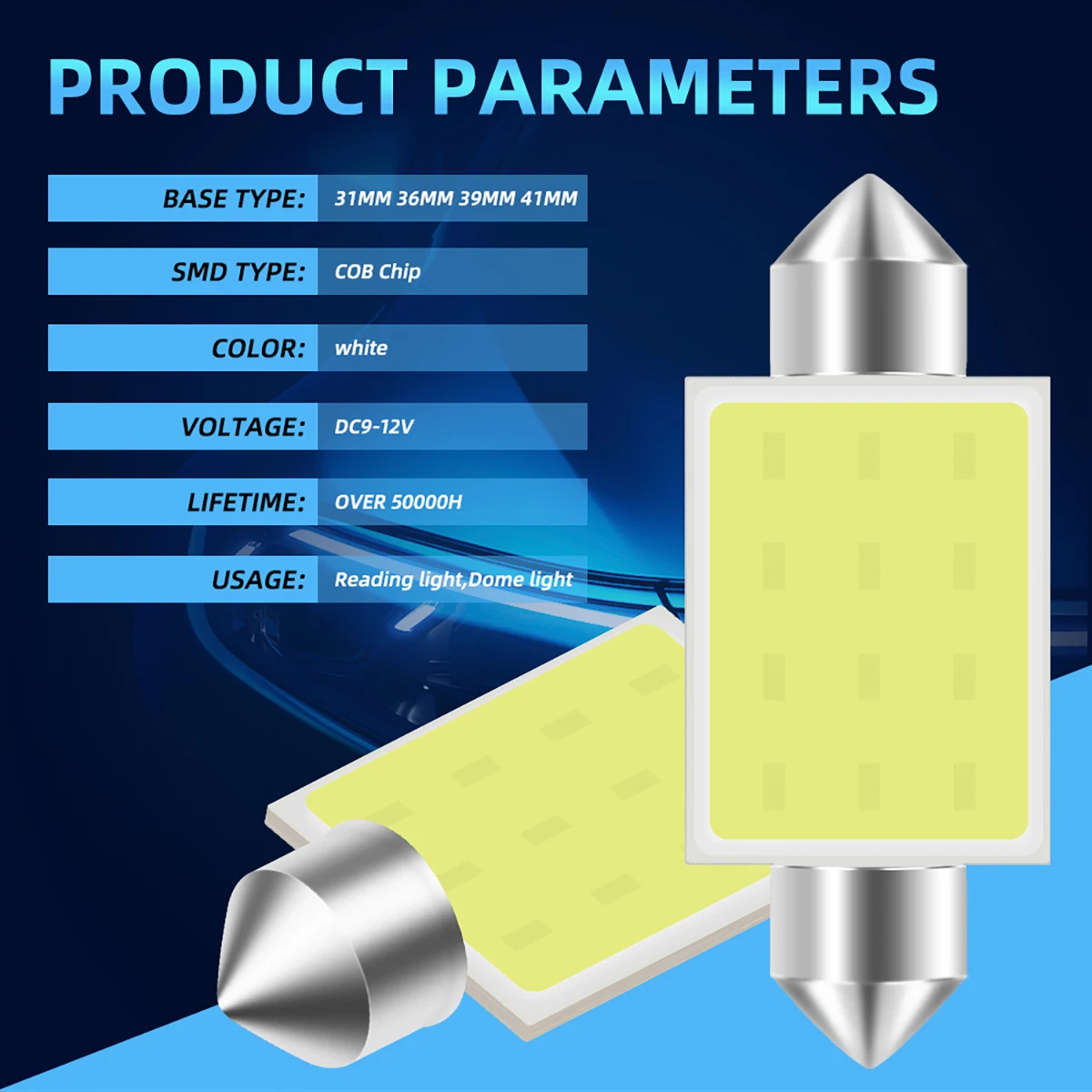 10x C5W C10W LED 31mm 36mm 39mm 42mm Festoon Bulb COB Led Car Interior Dome Light License Plate Luggage Trunk Lamp Universal led car lights