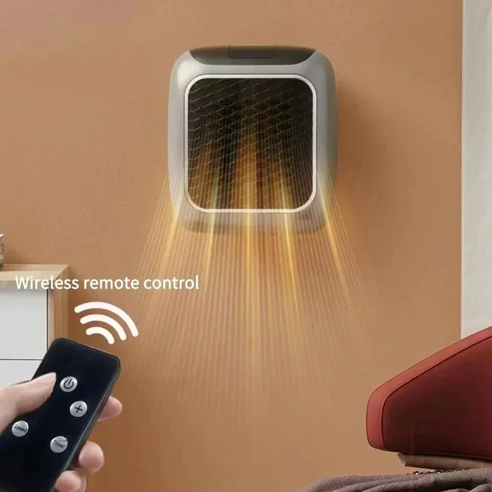 800W Mini Heater, PTC Ceramic Fast Heating Bathroom Heater with Remote Control, Wall Mounted Electric Heater for Indoor Use