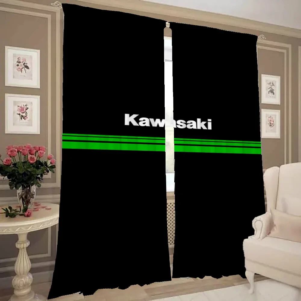 Home Interior Kitchen Curtains for Living Room 2 Pieces Blackout Curtains Door Curtain K-kawasaki-i Bedroom Decoration Partition 2