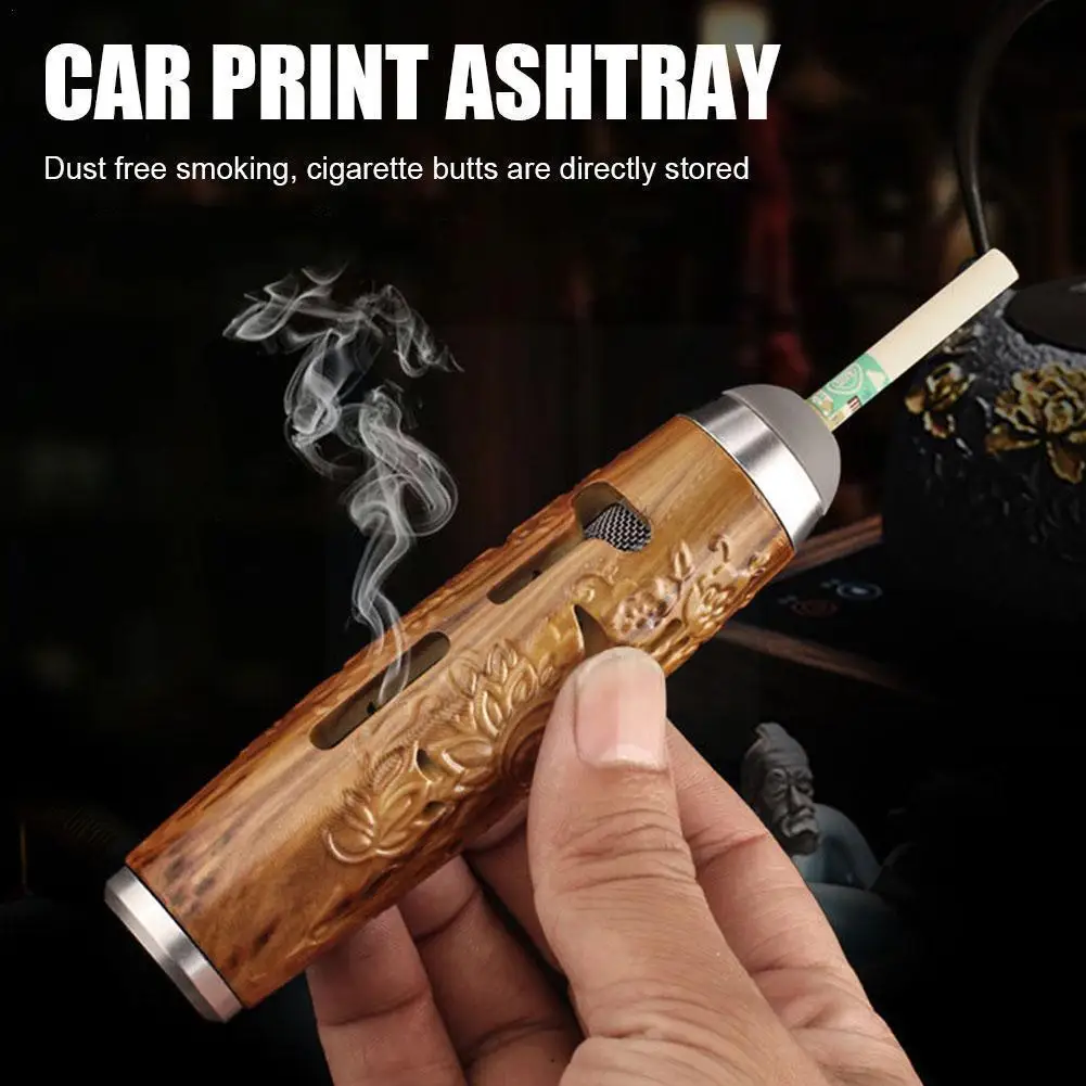 

NEW Portable Auto Car Ashtray Cigarette Cup Ash Holder Wood Grain Relief Style Creative Ashtray For Car Fireproof Ashtrays D7Y5