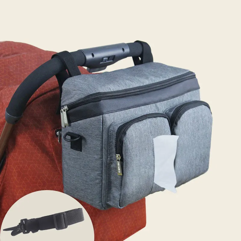 HAMUR Home HAMUR Baby Bag Organizer, Portable Stroller Mini Diaper Bag for Travel Unisex, Foldable Newborn Baby Accessories Carriage Bag Fo