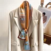 Fashion New Small Silk Scarf Women Tie Bag Headband Horse Printing Hairband Korean Style Neckerchief Ribbon Luxury Brand 5