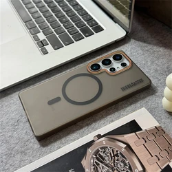 Luxury Matte Translucent Magnetic Wireless Charging Case with Barcode Hard Cover - Samsung S24Ultra (TMCX Black)