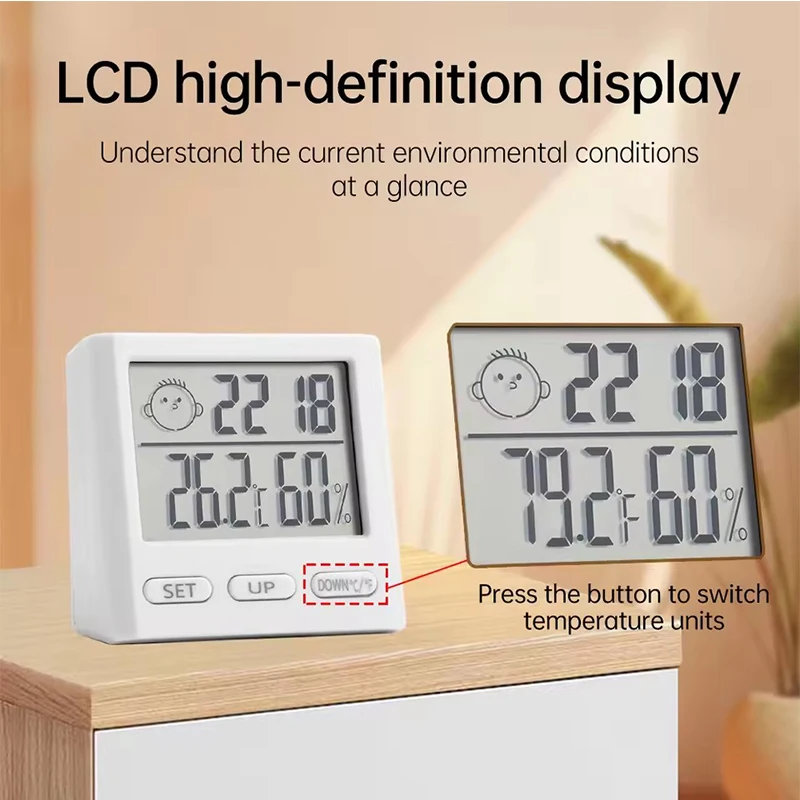 Digital Home Indoor Temperature Humidity Meter Clock