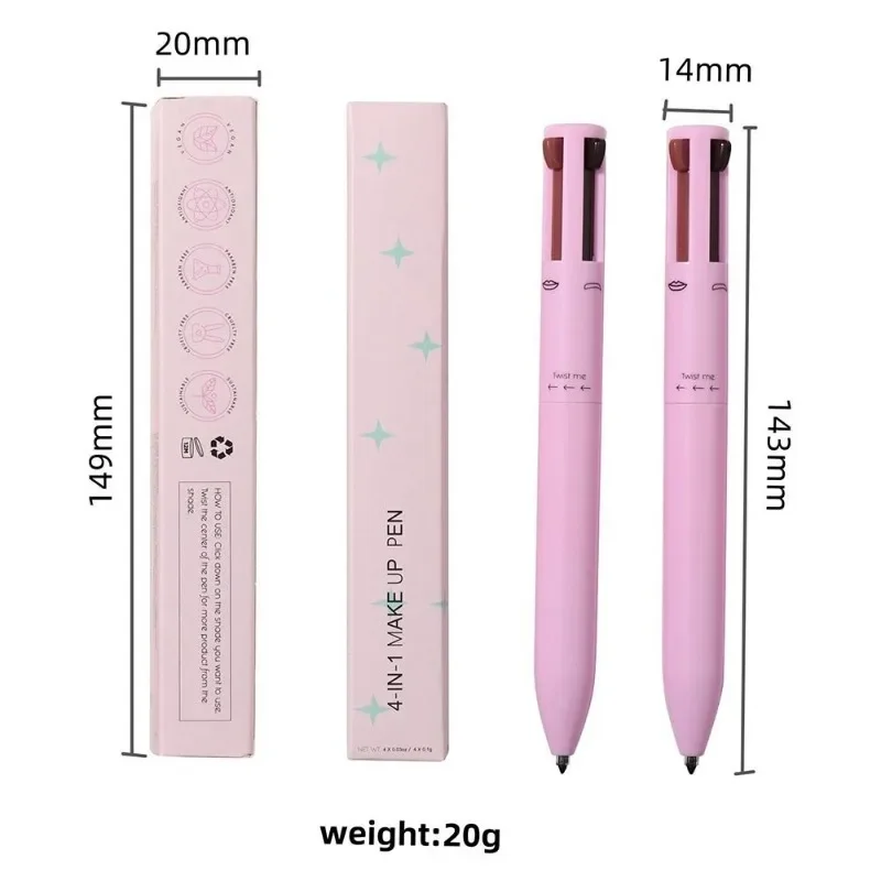 Multi-effect 4 In 1 Eyeliner Eyebrow Pencil Contour Pen Long Lasting Waterproof Cosmetics Eyeliner Makeup Pencil Lip Liner Pen 5