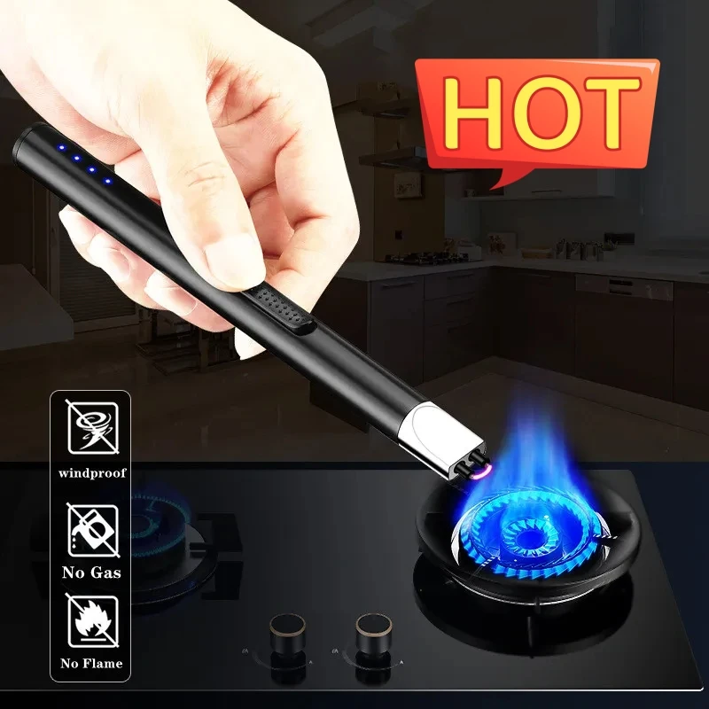 

Hot LED Display Pulse Flameless Arc Electric Lighter USB Rechargeable Candle Kitchen Gas Stove Ignition Gun High-end Men's Gifts