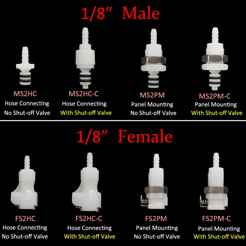 1/8 Quick Disconnect Fitting Coupler Valved Joint Tube Connector