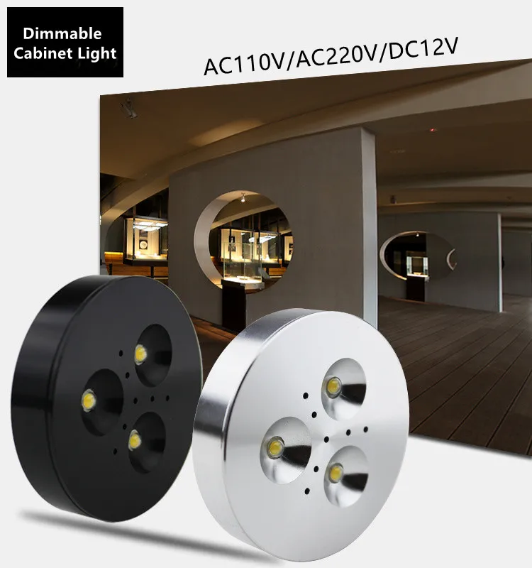 Description Picture 2 of itemDimmable 4W / White / Black / Silver Shell Super Bright Led Under Cabinet Puck Bulb Light 3000K / 4000K / 6000K