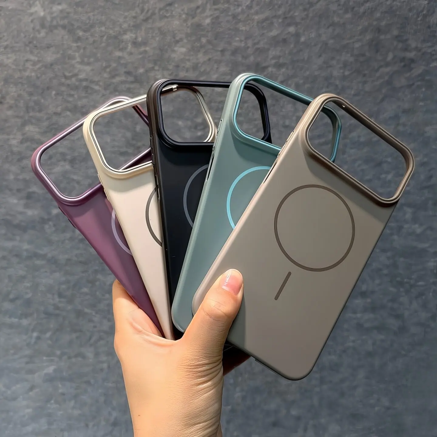 Magnetic Wireless Charging Shockproof Case - Solid Color Matte Finish Cover