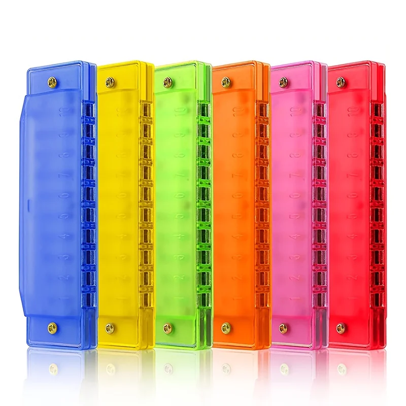 Kids 10 Holes Keys of C Diatonic Translucent Harmonica With Case For Toddlers Plastic Party Birthday Gifts