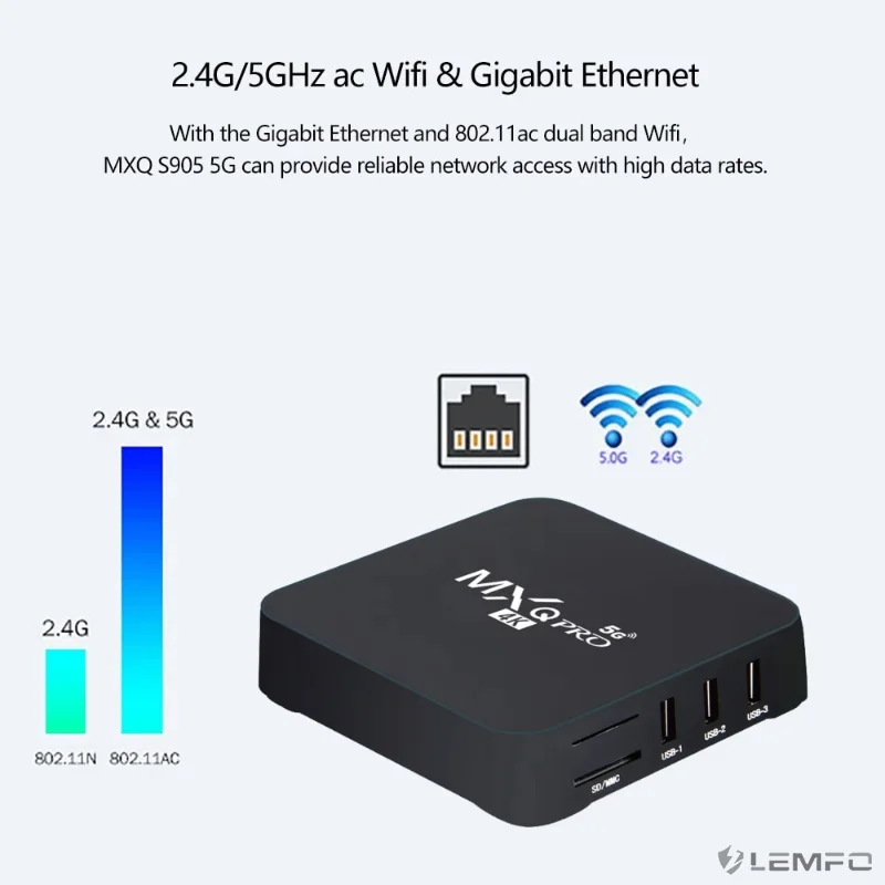 MXQ-PRO Smart TV Box 4K HD Android 12.0 2.4/5G Dual-WIFI 3D Video Media Player Home Theater Set-top