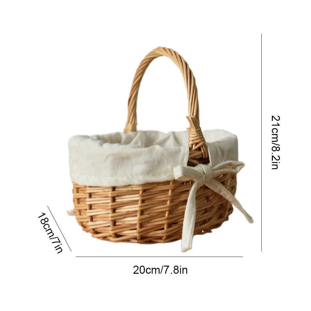 Hand-Woven Wicker Basket with Handle Wicker Sundries Basket Willow Flower Baskets Storage Baskets for Storage Clutter Organizing