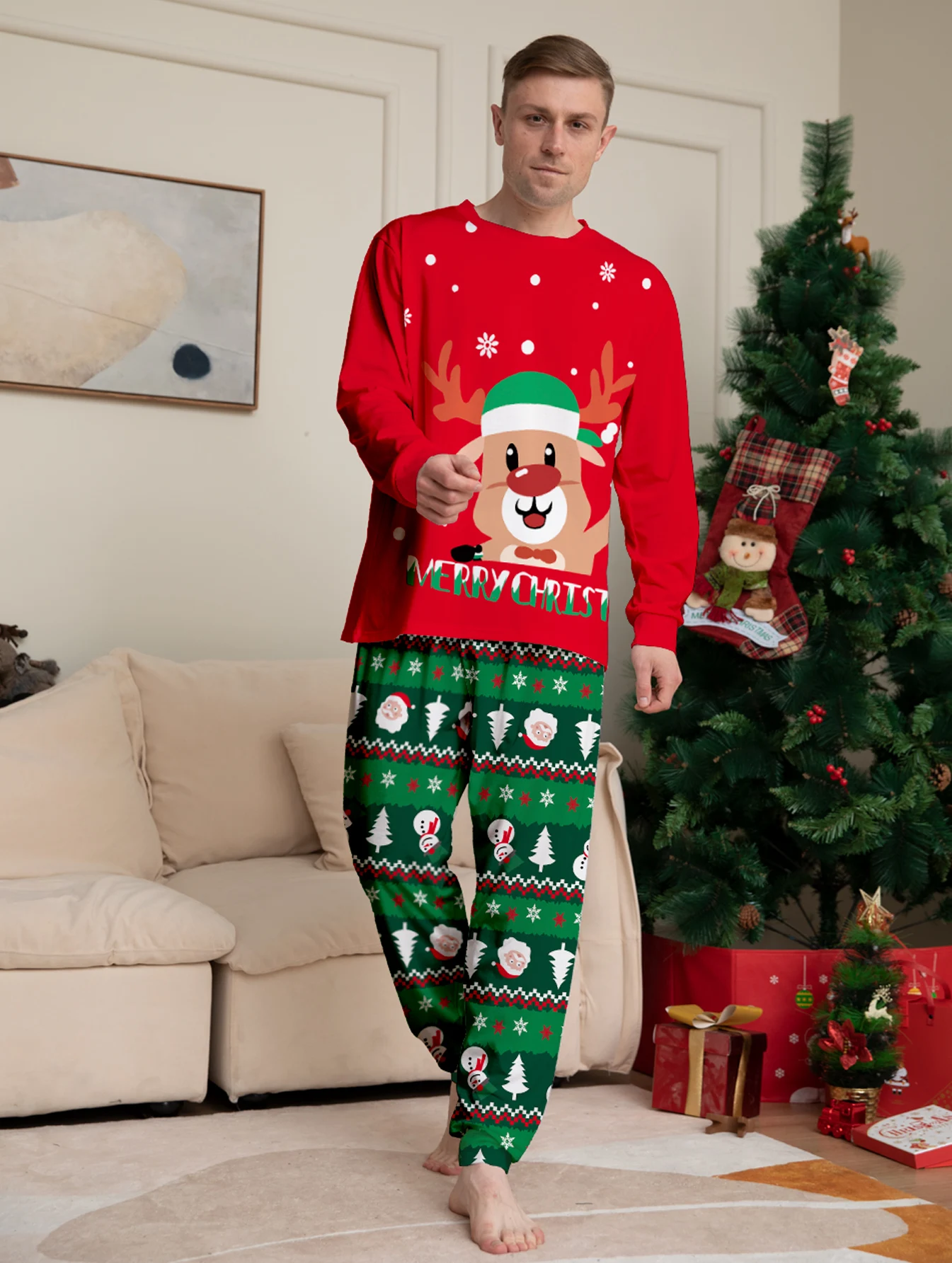 2024 Couples Christmas Family Matching Pajamas Set Mother Kids Clothes Christmas Pajamas For Family Clothing Set