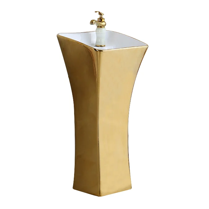 Einloch-Waschbecken im königlichen Design, modernes Badezimmer-Waschbecken mit Keramikfuß