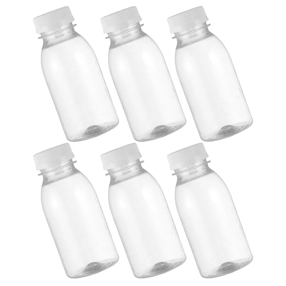 6 Pcs Milk Bottle Clear Water Juice Container Mini Fridge Containers Empty Bottles Plastic The Pet Reusable Child Small Lids